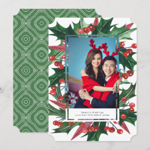 Cartão De Festividades Quadro de Fotografias Holly de Feriado Personaliza