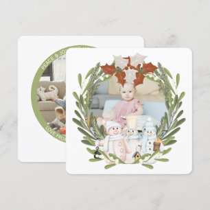 Cartão De Festividades Quadro de Fotografias Personalizadas do Snowman de