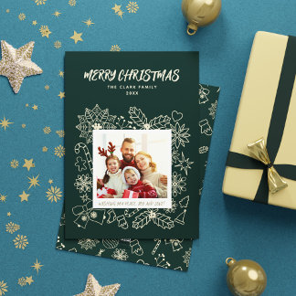 Cartão De Festividades Quadro de Fotografias Simples da Família 1 Elegant