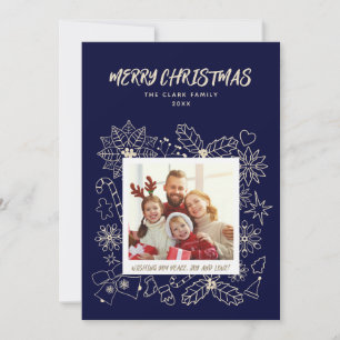 Cartão De Festividades Quadro de Fotografias Simples da Família 1 Elegant