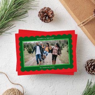 Cartão De Festividades Quadro de Fotografias Simples do Estilo Elf Vermel