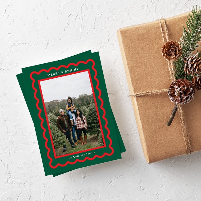 Cartão De Festividades Quadro de Fotografias Vermelhos Simples (Criador carregado)
