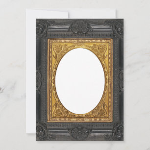 Cartão De Festividades Quadro de fotos antigo preto e Dourado dos anos 18