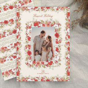 Cartão De Festividades quadro de fotos de folhagem elegante de natal