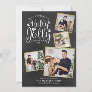 Cartão De Festividades Quadro de imagens de Natal Holly Jolly