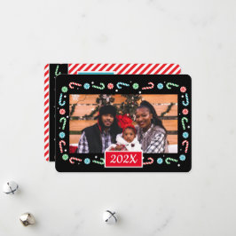 Cartão De Festividades Quadro de Natal Candy Canes (adicione sua própria 