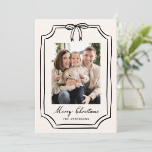 Cartão De Festividades Quadro de Natal com Laço Preto Caprichoso para Fot