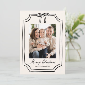 Cartão De Festividades Quadro de Natal com Laço Preto Caprichoso para Fot