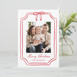 Cartão De Festividades Quadro de Natal com Laço Vermelho Caprichoso Foto