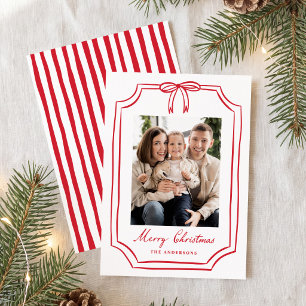Cartão De Festividades Quadro de Natal com Laço Vermelho Caprichoso Foto 