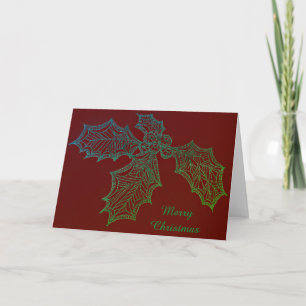Cartão De Festividades Quadro de Natal Holly Sketch