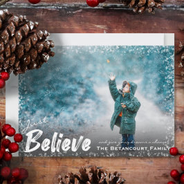 Cartão De Festividades Quadro De Neve Impressionante Acredita Na Foto De 