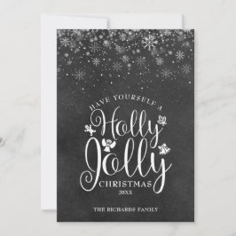 Cartão De Festividades Quadro de Referência de Natal Holly Jolly Elegante