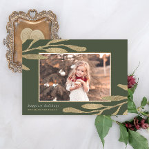 Quadro Dourado Elegante com Foto de Folhas Botânic