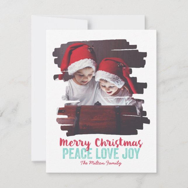 Cartão De Festividades Quadro Foto Pintado Paz Amor Alegria (Frente)