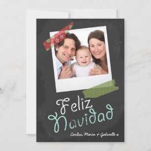 Cartão De Festividades Quadro Fotográfico Feliz Navidad E Fita Colorida