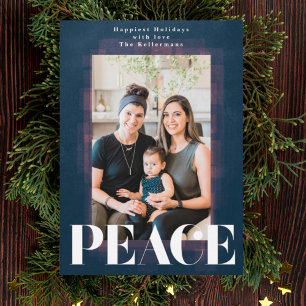 Cartão De Festividades Quadro Moderno Azul Paz Férias Natal Foto