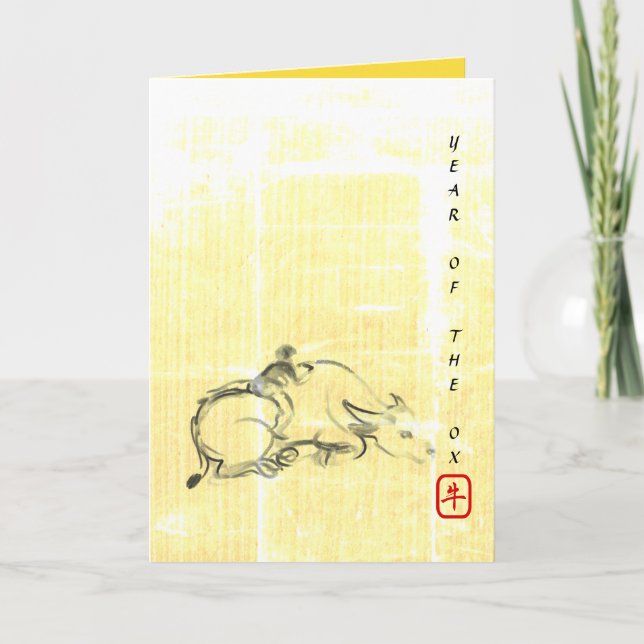 Cartão De Festividades Quadro original Água Búfalo Criança Ox Ano GC (Frente)