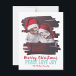 Cartão De Festividades Quadro Pintado Paz Amor Alegria<br><div class="desc">Cartão de férias elegante que diz "Feliz Natal" e "paz amor alegria". Em cores festivas vermelhas e azuis.</div>