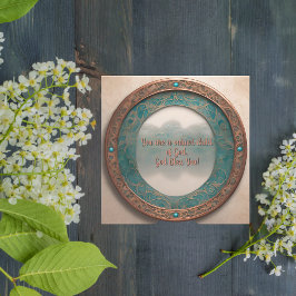 Cartão De Festividades Quadro redondo de turquesa de cobre