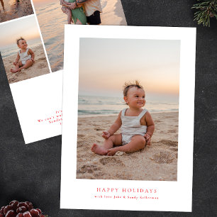 Cartão De Festividades quadro simples vermelho multifoto feliz natal nata