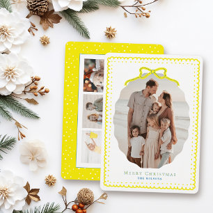 Cartão De Festividades Quadros e Laço Amarelo de Doodle para 4 Fotos de N