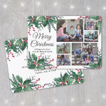 Cartão De Festividades Qualquer texto de colagem de fotos entre Holly e B<br><div class="desc">Envie saudações na moda alegres e compartilhe 6 de suas fotos favoritas com um cartão de feriado personalizado de colagem de fotos. Todo o texto nesta modelo é simples de personalizar para incluir qualquer texto, como Feliz Natal, Felizes Feriados, Saudações de Ano Novo, Cheers de Ano Novo, etc. (DICA DE...</div>