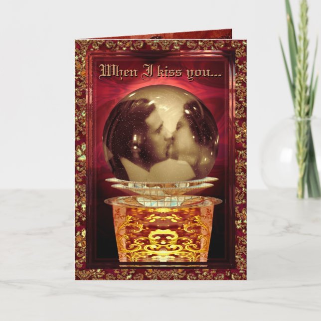 Cartão De Festividades Quando te beijei personalizável (Frente)