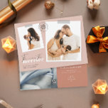 Cartão De Festividades Quanto mais a Merrier Rust Birth anunciar<br><div class="desc">Um cartão moderno como um anúncio de nascimento com uma simples mensagem mínima "Quanto mais alegre" inclui modelos para 2 fotos na frente e 1 na parte traseira Personalize com seus nomes, mensagem curta na frente e nas estatísticas do bebê traseiro. * Imagens frontais de Jonathan Borba no Unsplash Back...</div>