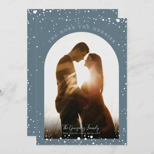 Cartão De Festividades Quanto Mais Feliz for a Gravidez Moderna Foto de N (Frente/Verso)