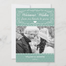 Cartão De Festividades Quatrefoil Teal Placa Plana de Natal Mais Calorosa