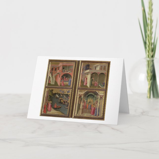 Cartão De Festividades Quatro cenas da vida de São Nicolau: NIC do St. (Frente)