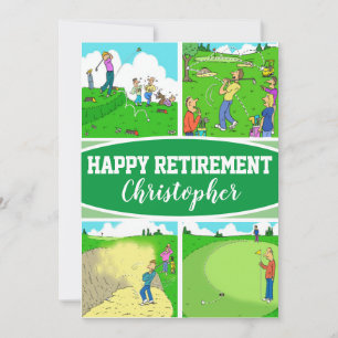 Cartão De Festividades Quatro Desenhos Animados Divertidos de Golfista em