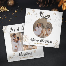 Cartão De Festividades Quatro Fotos da Família de Natal Moderna Minimalis