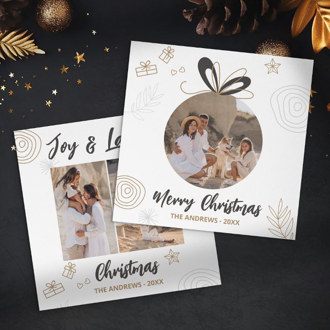 Cartão De Festividades Quatro Fotos da Família de Natal Moderna Minimalis (Criador carregado)