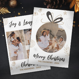 Cartão De Festividades Quatro Fotos da Família de Natal Moderna Minimalis