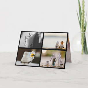 Cartão De Festividades Quatro fotos na fronteira negra da família natalíc