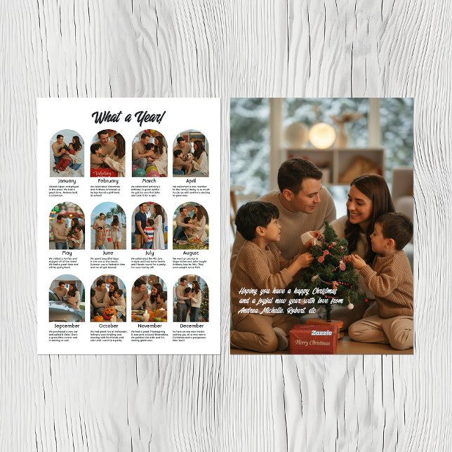 Cartão De Festividades Que Ano Colagem de Fotos de Família Natal Férias (What a Year Family Photo Collage Christmas Holiday Card)