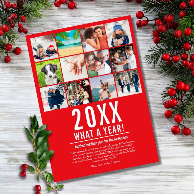 Cartão De Festividades Que Ano De Análise Da Colagem De Fotos (Criador carregado)