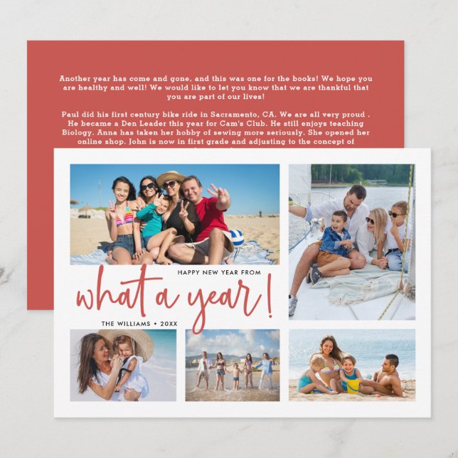 Cartão De Festividades Que Ano De Colagem De Fotos Em Revisão (Frente/Verso)