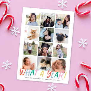 Cartão De Festividades QUE ANO! Divertido Festivo Moderno 12 Fotos Ano No