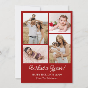 Cartão De Festividades Que Ano em Revisão Colagem de Fotos da Família Ver