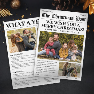 Cartão De Festividades Que Ano Foto de Família de Jornal Alegria Natal