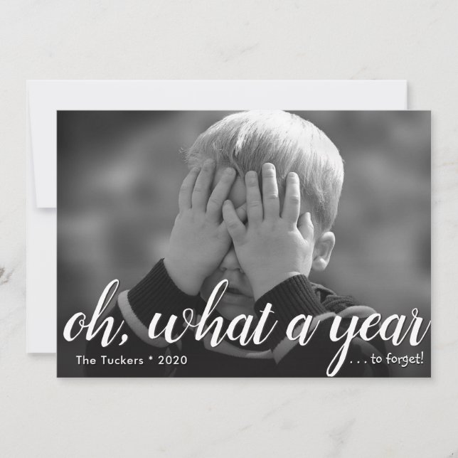 Cartão De Festividades Que ano (para esquecer!) Feliz ano novo prateado (Frente)