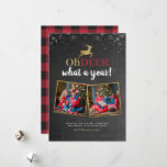 Cartão De Festividades Que Ano! Tartan Chalkboard 2 Foto<br><div class="desc">Este cartão com fotos de férias é perfeito para qualquer família que queira enviar um Cartões de foto de Natal divertido e moderno. Esta design apresenta "Oh veado, que ano!" numa mistura de letras modernas e escrita manuscrita com uma rena no topo numa folha de ouro falso, colocada sobre um...</div>