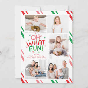 Cartão De Festividades Que Diversão Cinco Fotos Colorido Natal