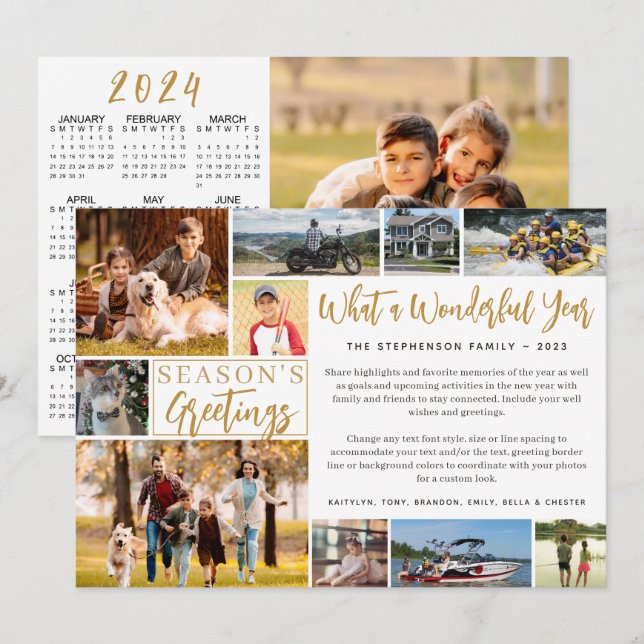 Cartão De Festividades Que maravilhoso calendário de 11 fotos 2024 (Frente/Verso)