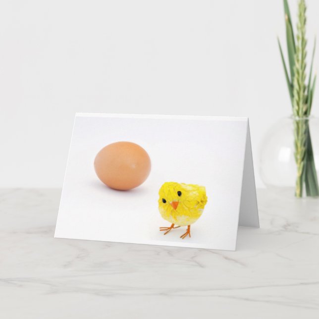 Cartão De Festividades que veio primeiramente a galinha ou o ovo? (Frente)