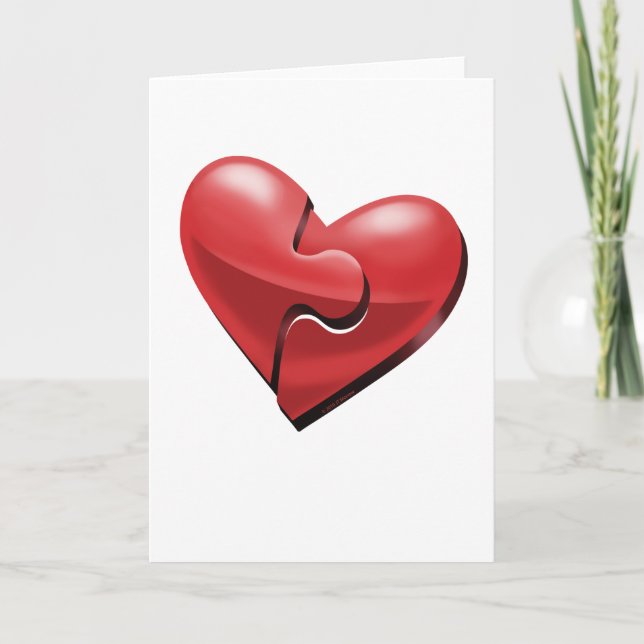 Cartão De Festividades Quebra-cabeça do coração (Frente)