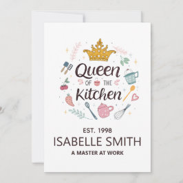 Cartão De Festividades Queen of the Kitchen Custom Name Design